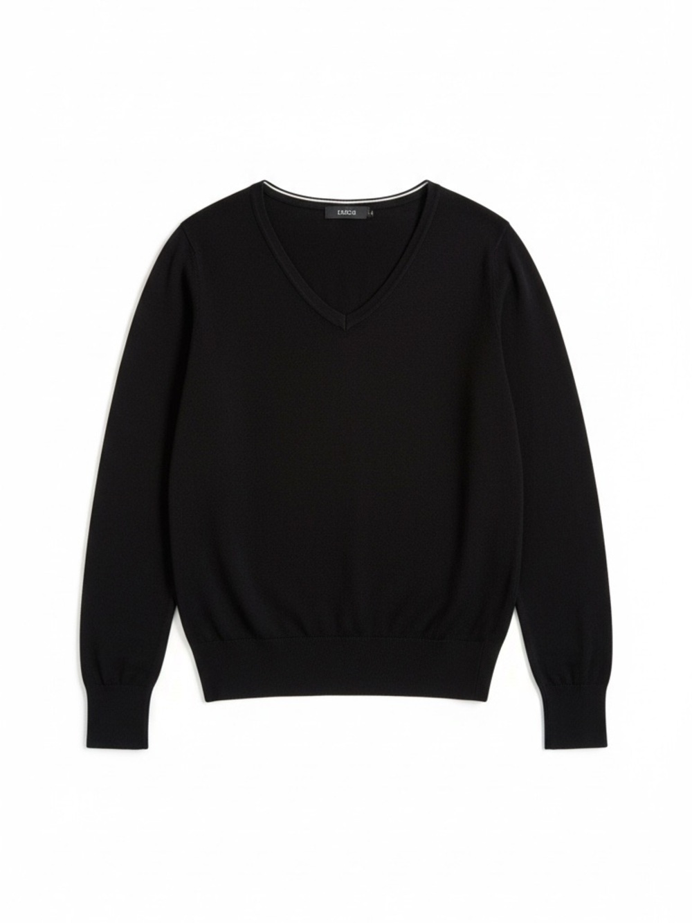 Active USA Black V-Neck Knit Sweater – XL Lightweight Rayon Blend Pullover